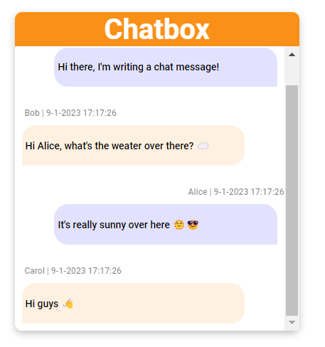 A chat windows created with Svelte components 