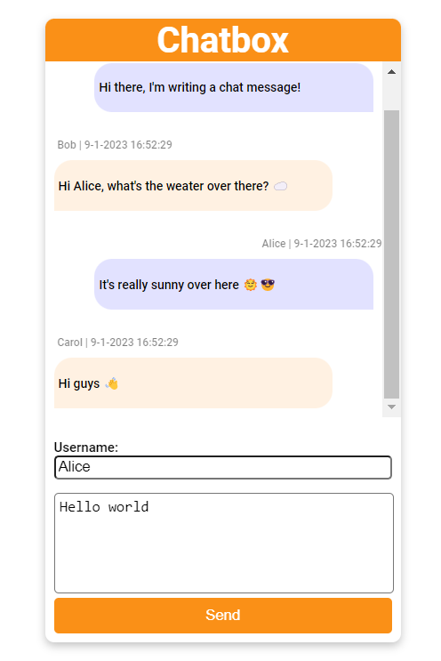 A chat windows created with Svelte components 