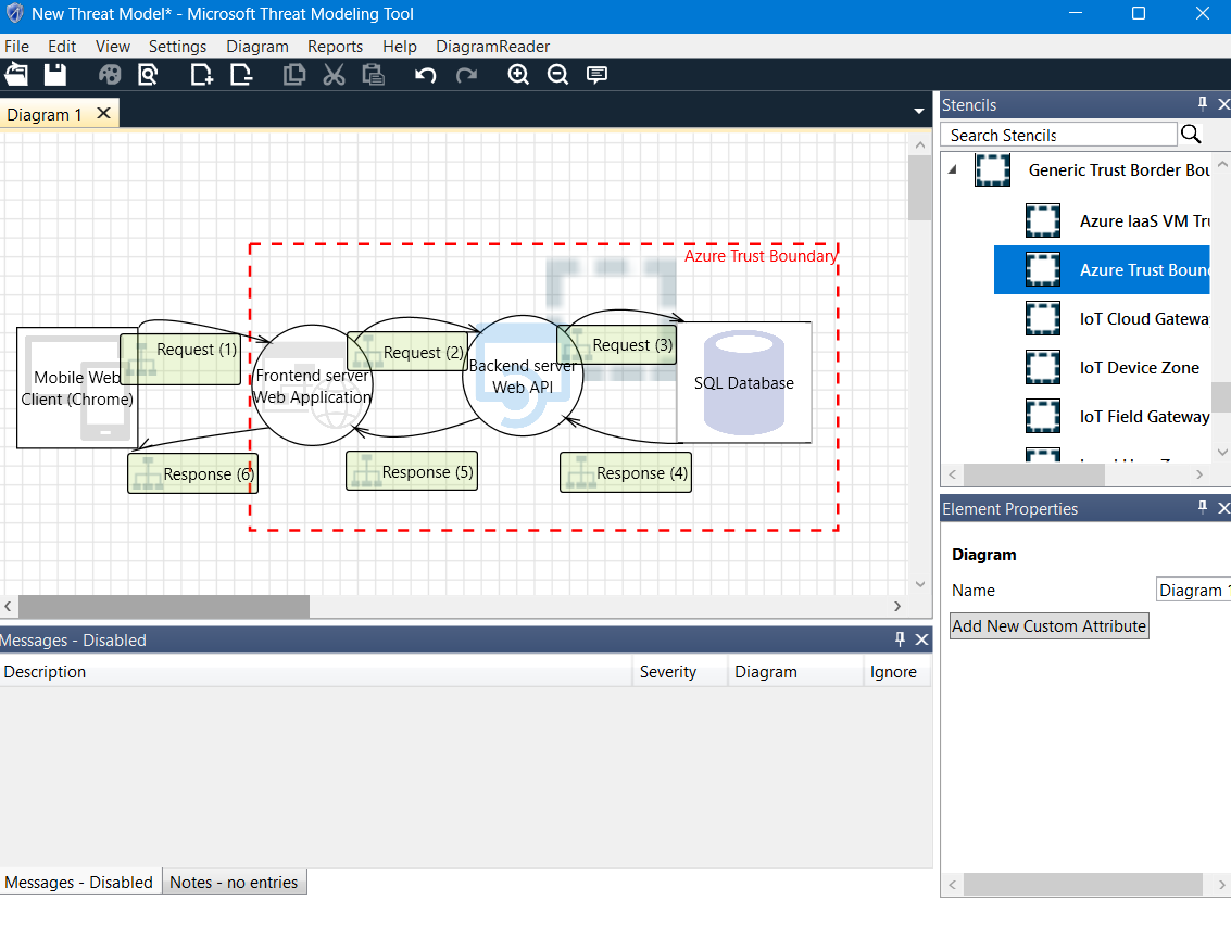 Design view with an application diagram 