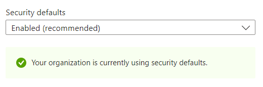 Enable security defaults 