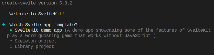 Create a SvelteKit demo project using the command line