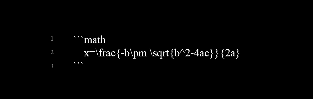 TeX syntax as valid markdown by making use of a code block 